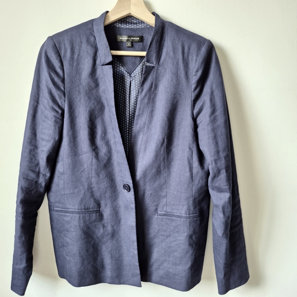 Willow & Thread linen Navy Blazer Classic minimalist  Wardrobe Essential Ss 12